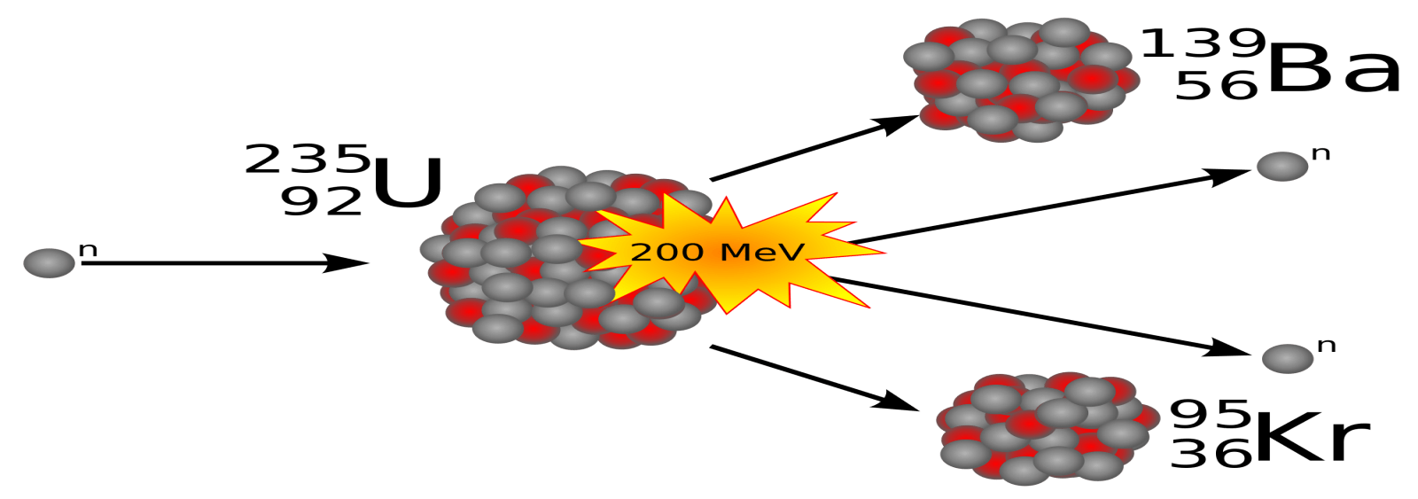 تفاعل الانشطار النووي لليورانيوم (U-235)