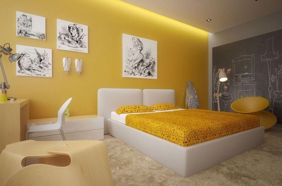 3 – اللون الأصفر أفضل الألوان لغرف النوم
