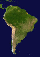 صورة لقارة أمريكا الجنوبية ملتقطة من القمر الصناعي