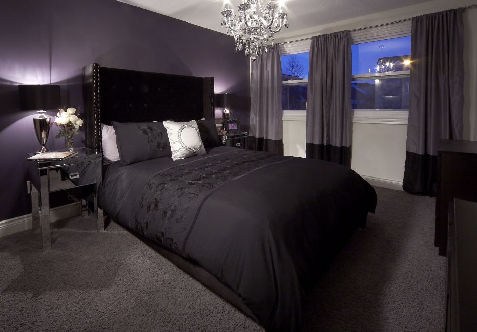 Luxurious classic decor with black and dark purple