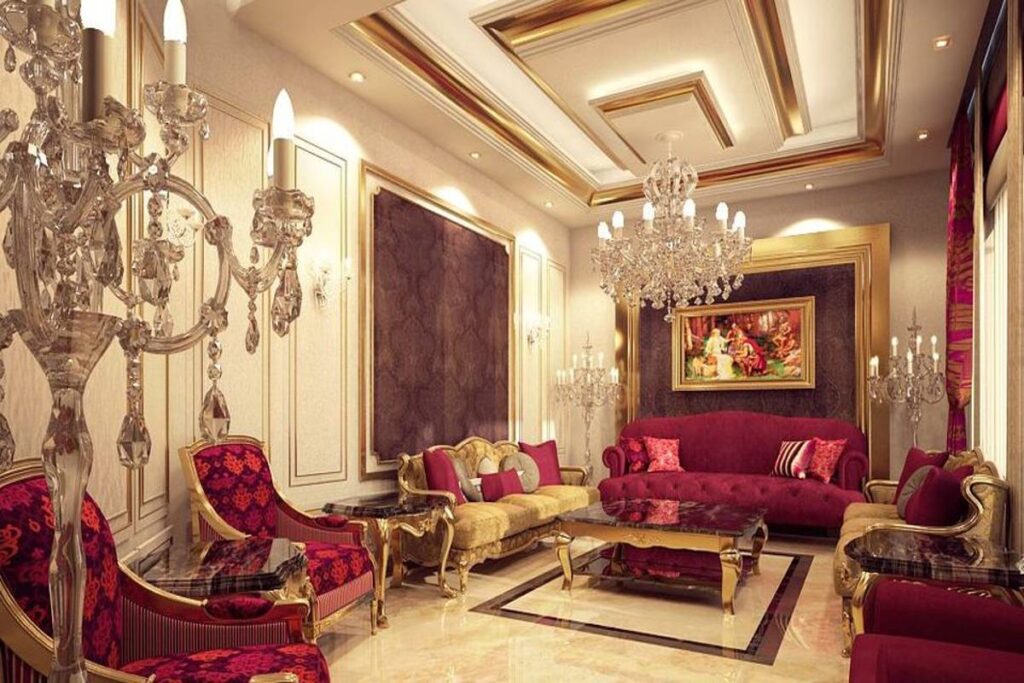Large red guest room inlaid with gold 